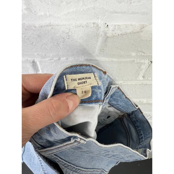 Madewell Women's the Mom Jeans Shorts Denim High-Rise Disstressed Blue Size 28 - Picture 8 of 10